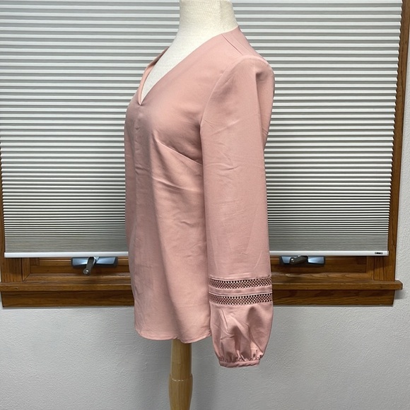 Banana Republic Factory Dusty Rose Long Lantern Sleeve V-Neck Blouse Size XS - Picture 6 of 9